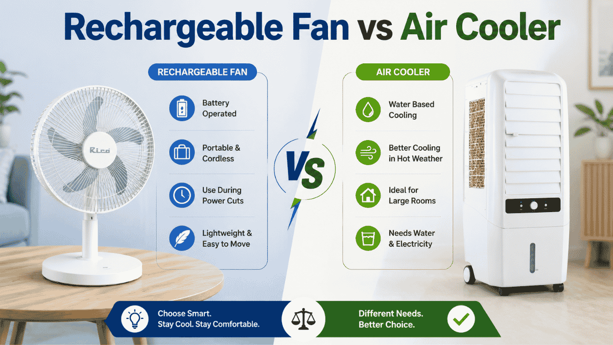 Rechargeable Fan vs Air Cooler: Which One Cools Your Home Better?