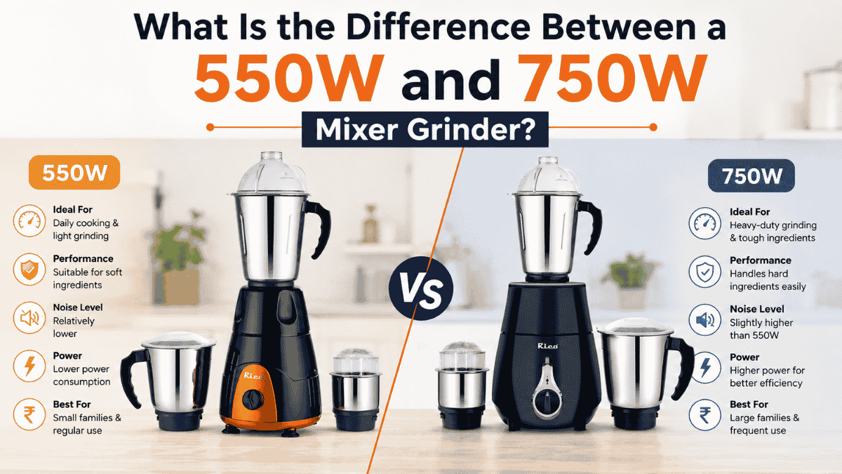 What Is the Difference Between a 550W and 750W Mixer Grinder?