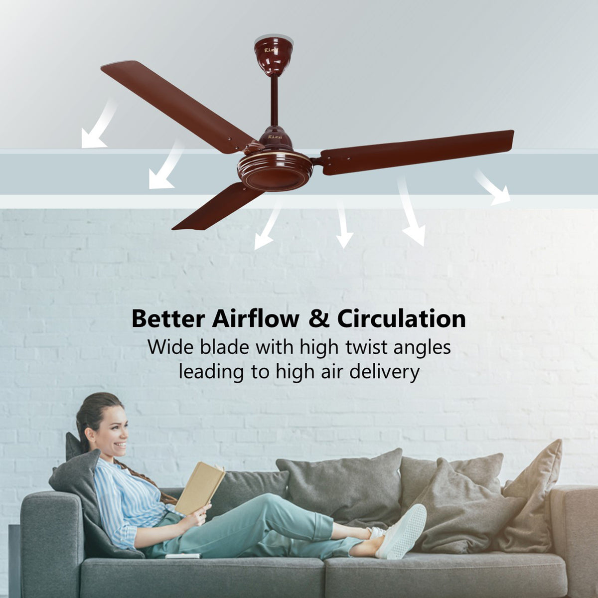 Rico Aluminum 3 Blade 1200mm Ceiling Fan CF807 (Brown)– Rico India