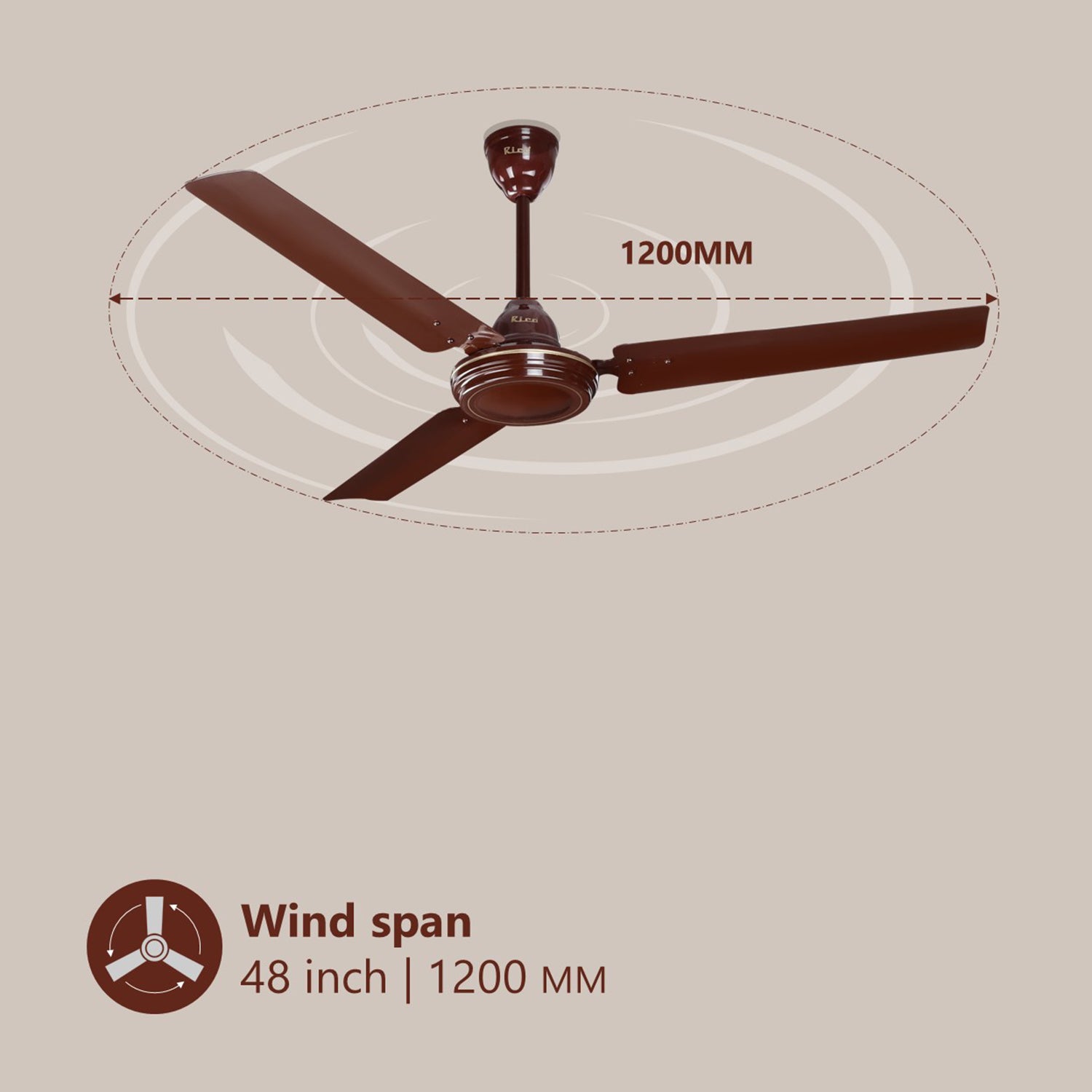 Rico Aluminum 3 Blade 1200mm Ceiling Fan CF807 (Brown)– Rico India