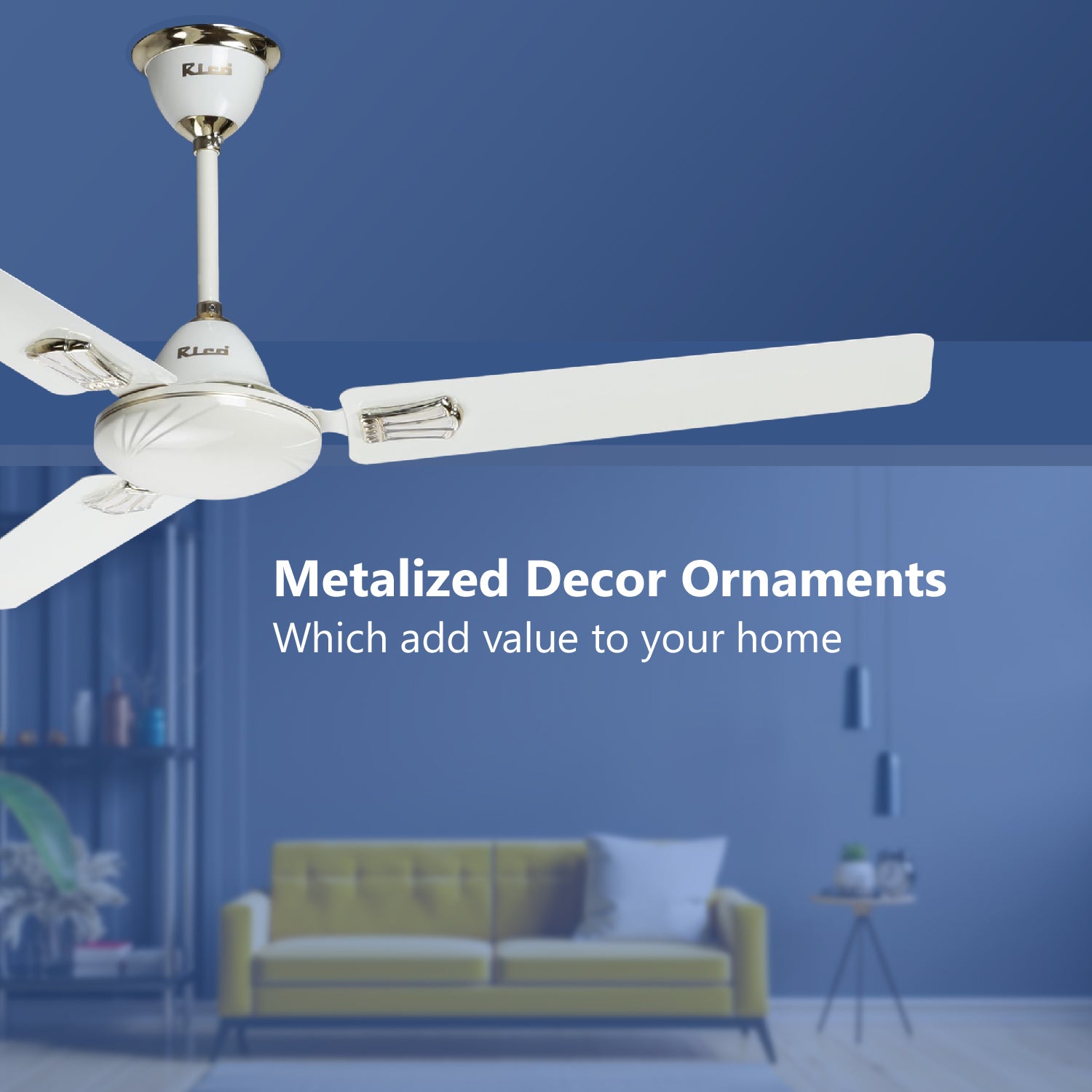 Zain Rico Fan Rico Aluminum 3 Blade 1200mm Ceiling Fan CF808 (Ivory)– Rico India