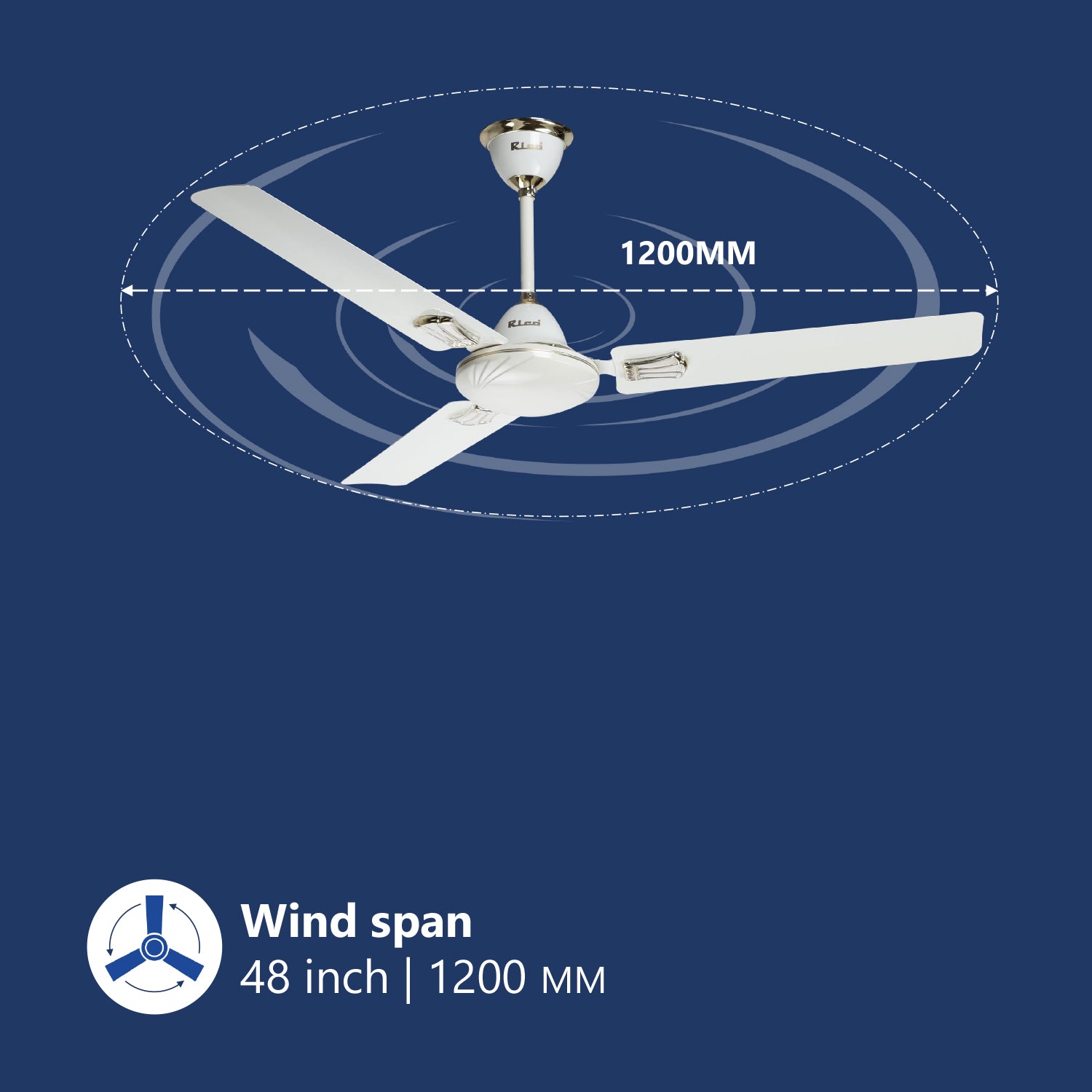 Zain Rico Fan Rico Aluminum 3 Blade 1200mm Ceiling Fan CF808 (Ivory)– Rico India