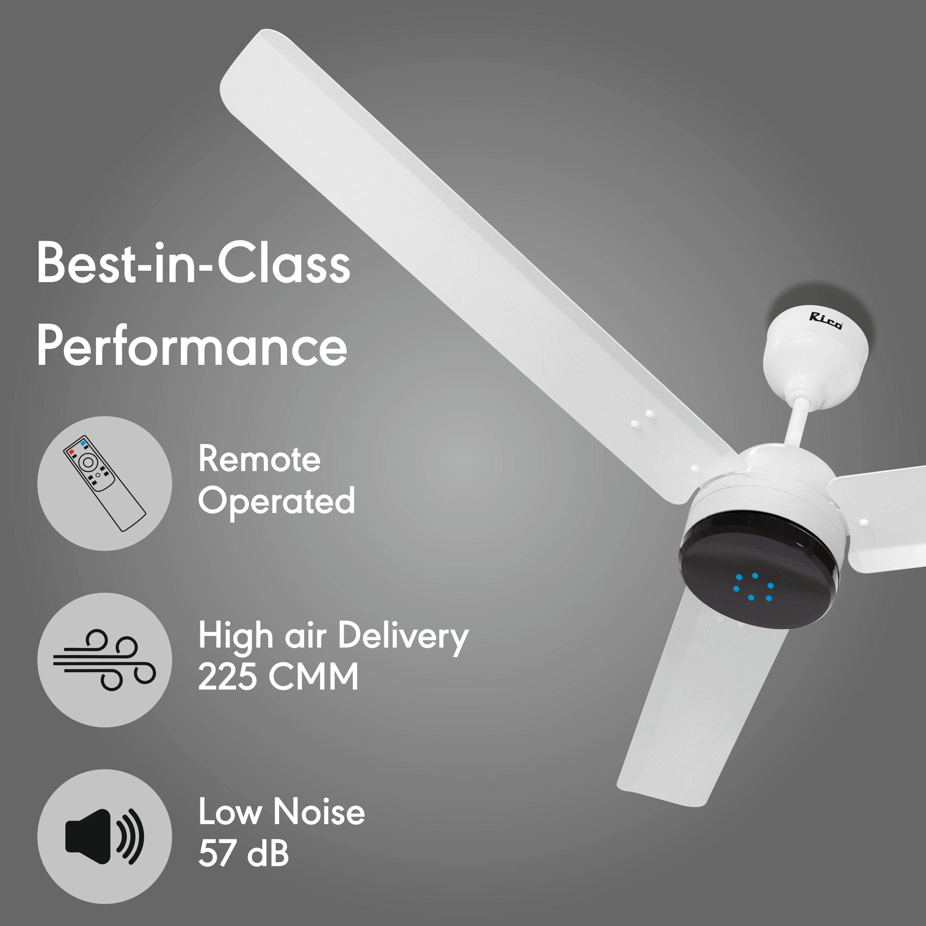 Zain Rico Fan Rico Oric CF2501 - White BLDC Ceiling Fan - 48 Inches - 5 Star– Rico India