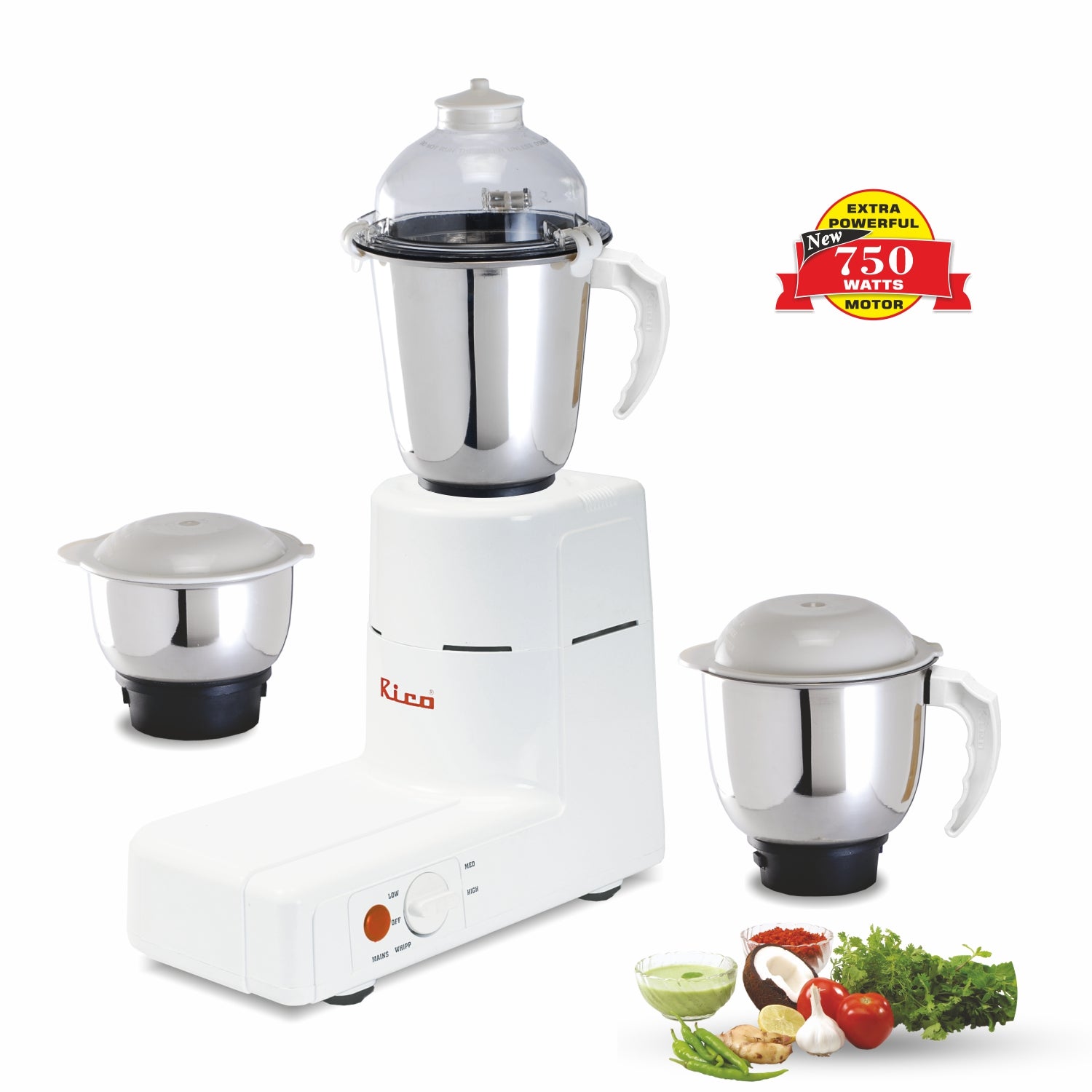 Rico MG828B 750 W Mixer Grinder with 3 Jars– Rico India
