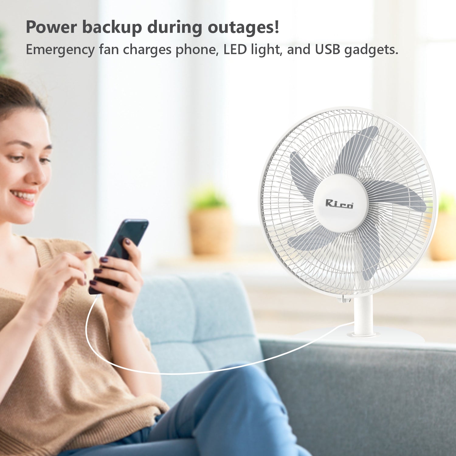 Rico AirSwift Rechargeable Table Fan Model RF2503– Rico India