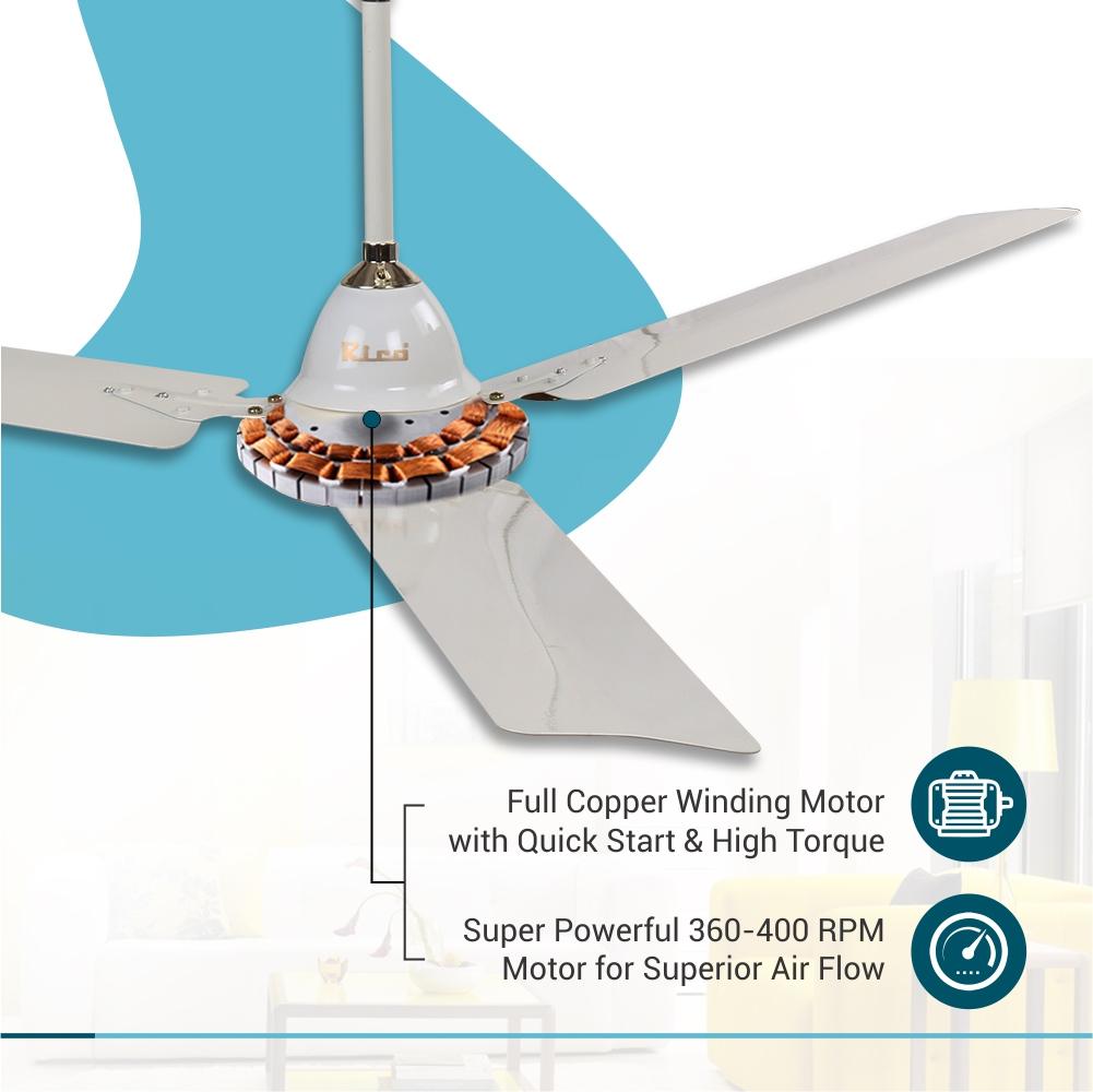 Rico Aluminum 3 Blade 1200mm Ceiling Fan CF808 (Ivory)– Rico India