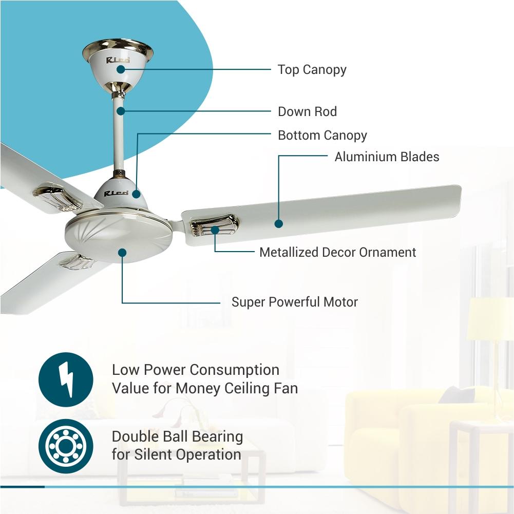 Rico Aluminum 3 Blade 1200mm Ceiling Fan CF808 (Ivory)– Rico India