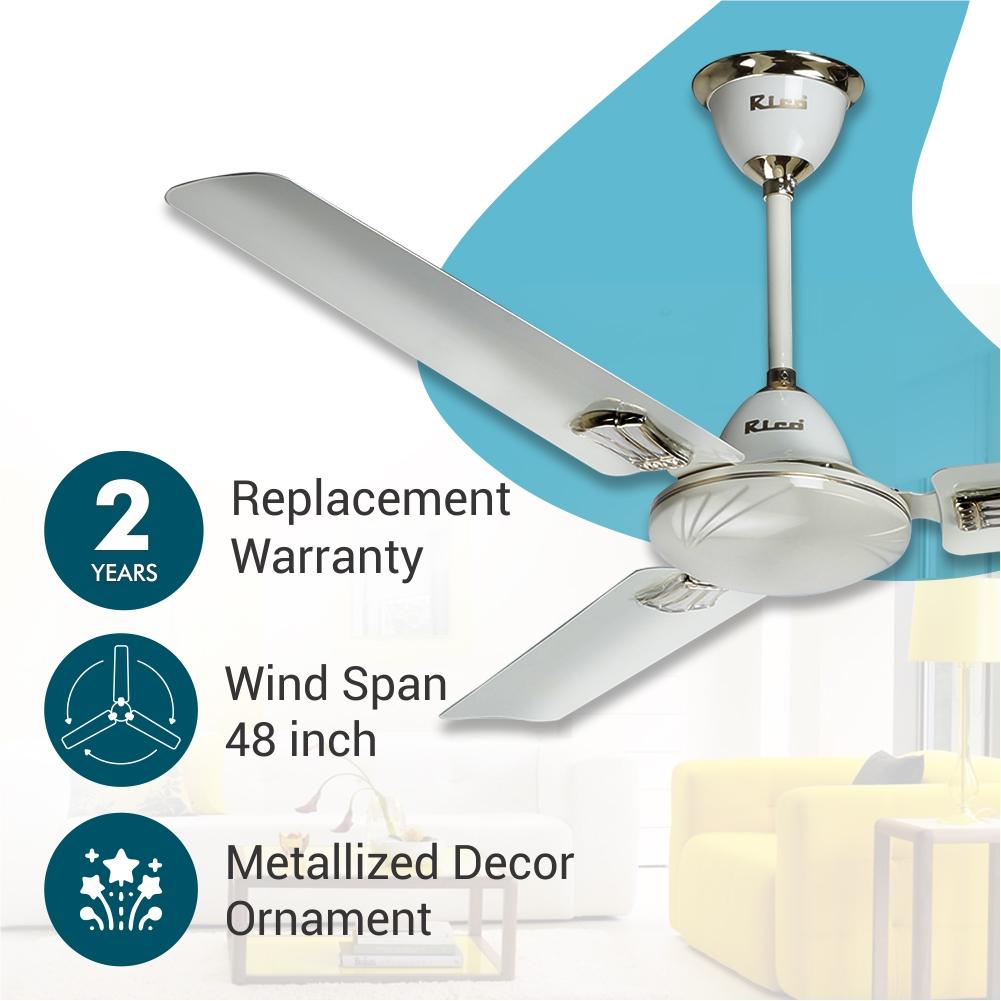 Rico Aluminum 3 Blade 1200mm Ceiling Fan CF808 (Ivory)– Rico India