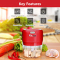 Electric Mini Garlic Chopper For Mincing Garlic, Ginger, Onion, Vegetable, Meat, Nuts, 250 ML (Red)