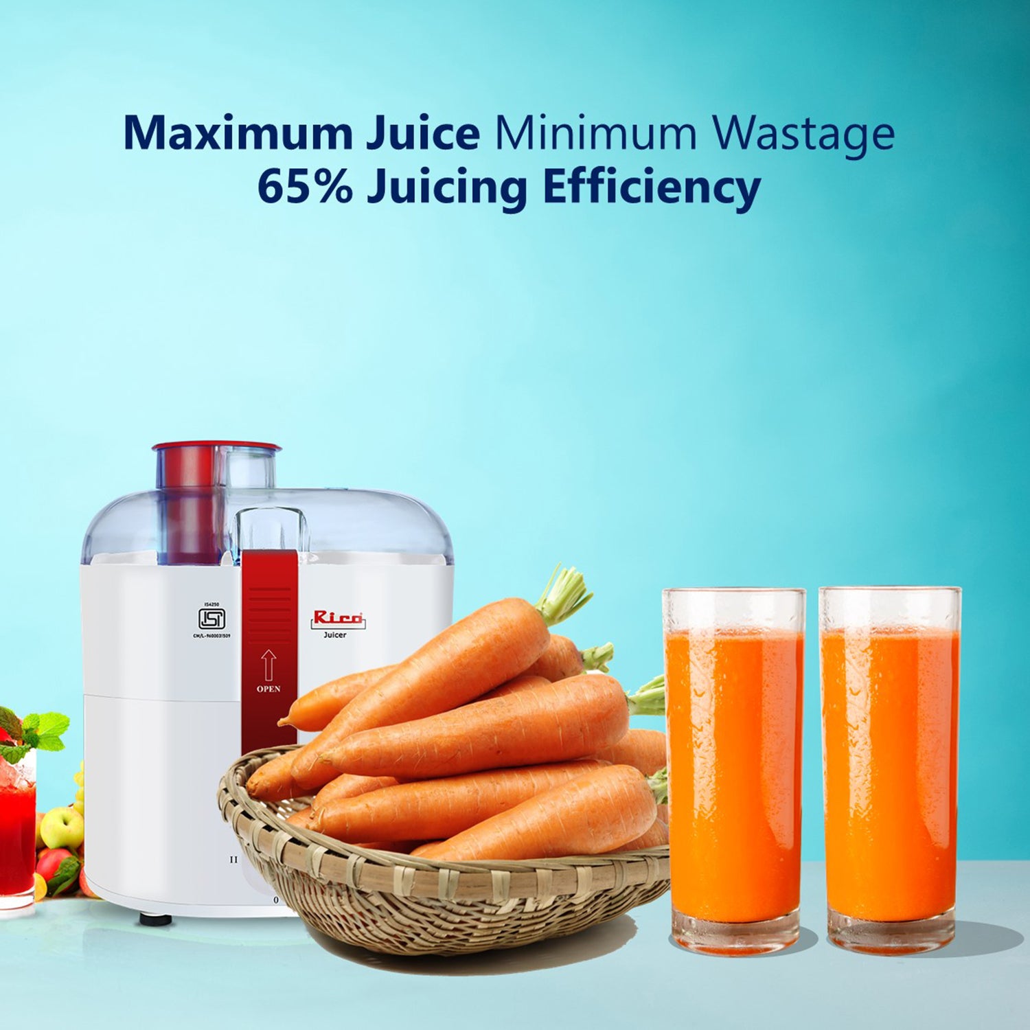 Rico Electric Centrifugal Juicer 350 Watts JE1401 (White) Rico India