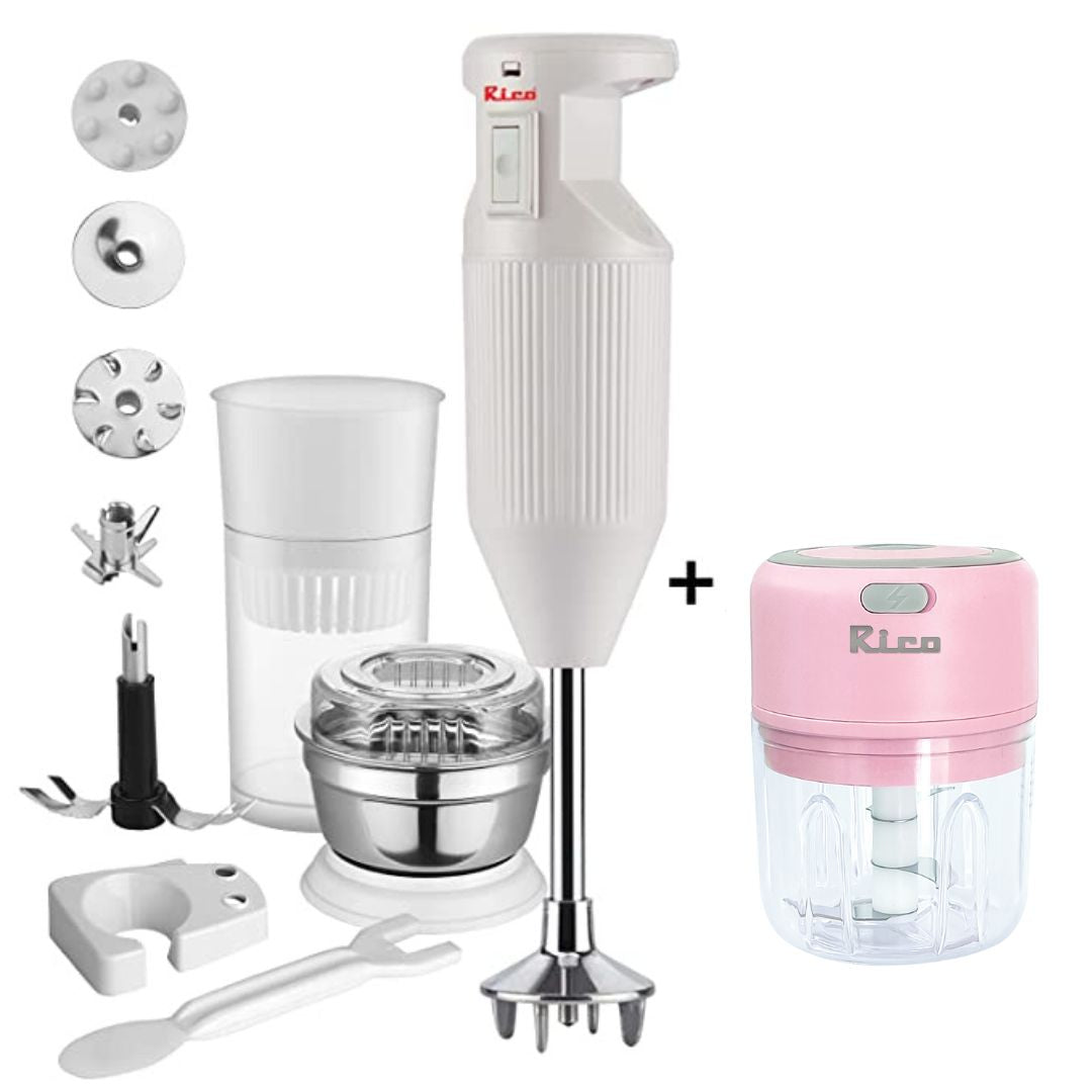 Hand Blender 150 Watt HBCJ White with Pink Rechargeable Chopper 250ml